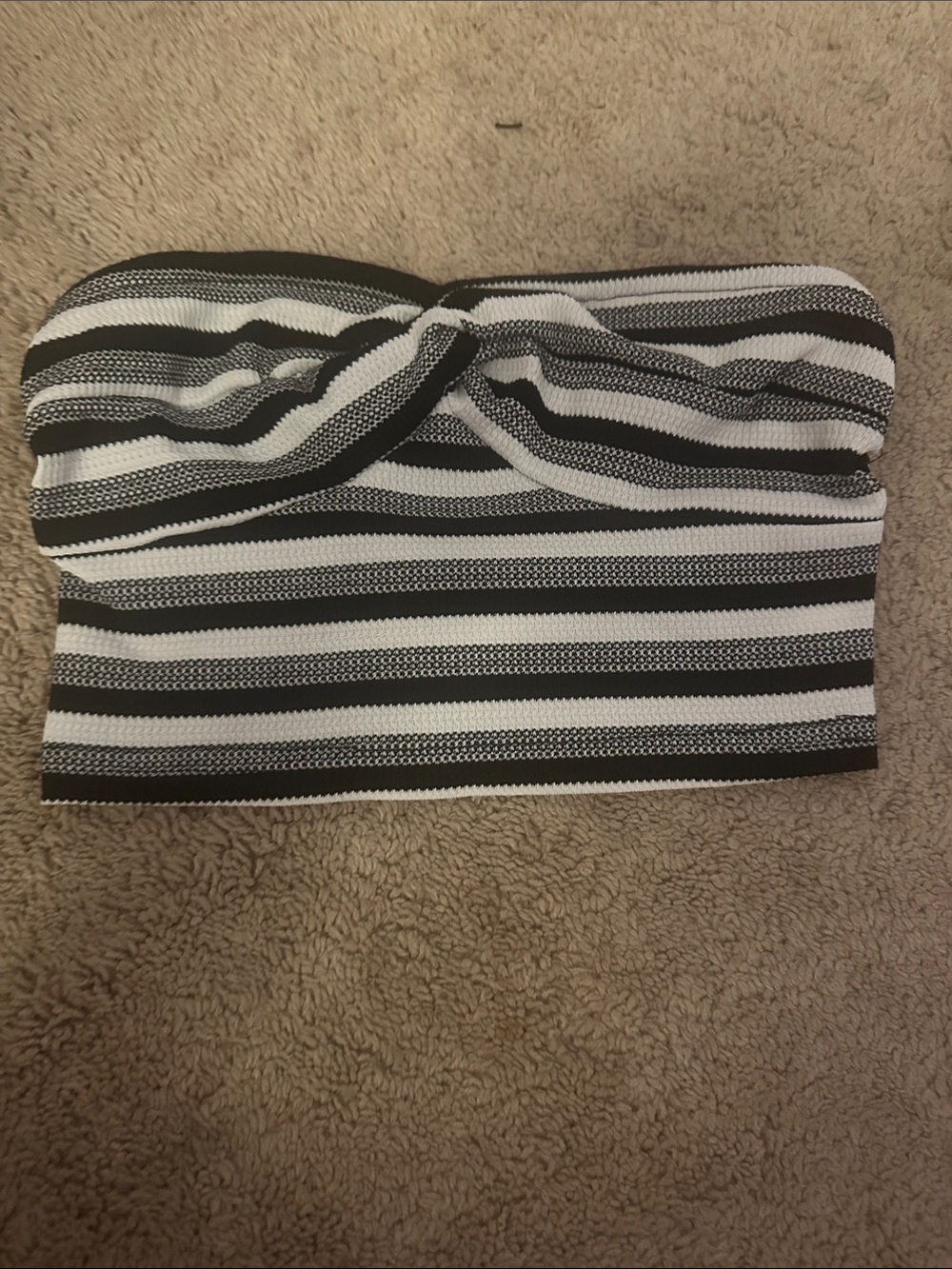 SHEIN Black & White Striped Twist-Front Tube Top